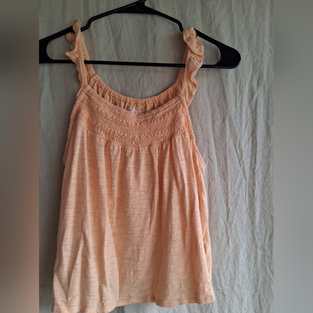 SO Peach Ruffle Strap Tank Top